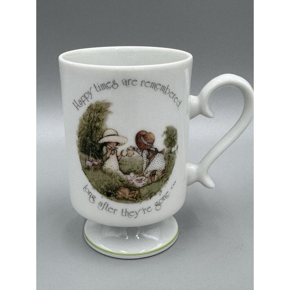 Holly Hobbie Pedestal Porcelain Cup Happy Times Remember Long After They’re Gone